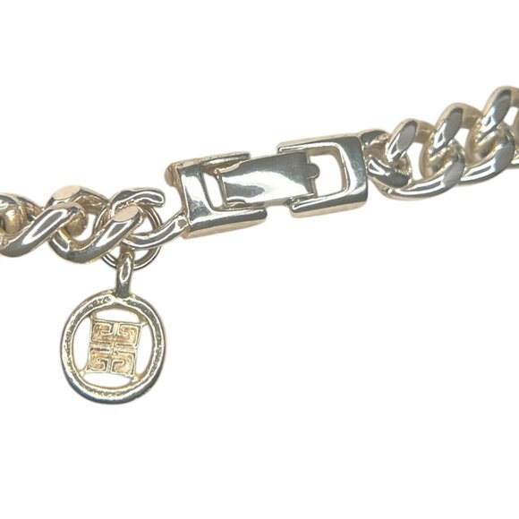 GIVENCHY VINTAGE SILVER TONE NECKLACE CHAIN FAUX AMBER 5/16 " X 16" - Picture 10 of 10